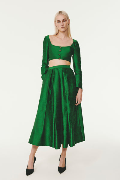 Long Sleeve Crop Top - Emerald