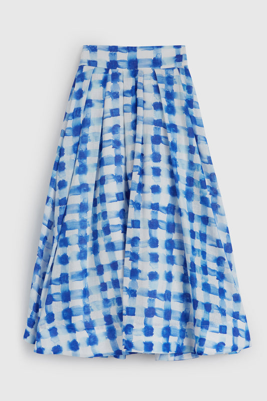 Pleated Skirt - Blue Gingham