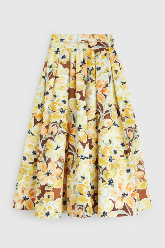 Pleated Skirt - Brown Floral