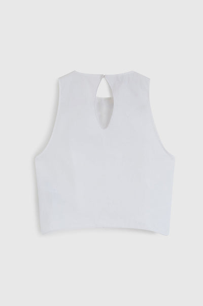 Eyelet Up & Under Crop Top - White
