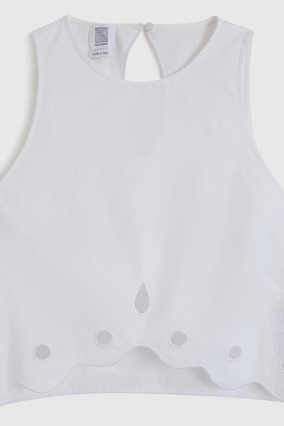 Eyelet Up & Under Crop Top - White