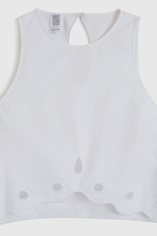 Eyelet Up & Under Crop Top - White