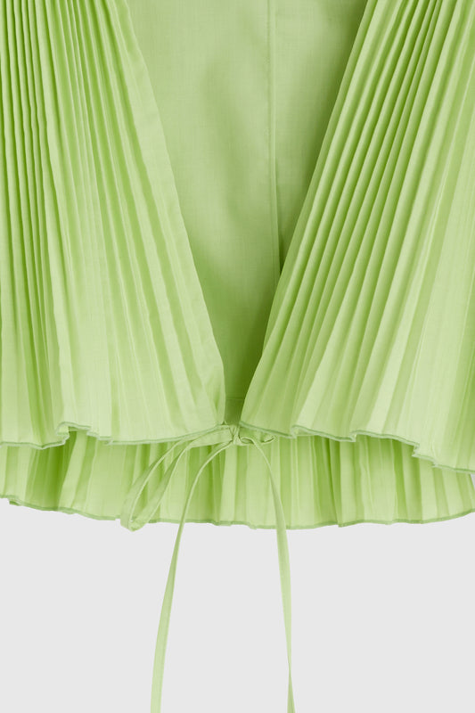 Knife Pleat Capelette Top - Lime