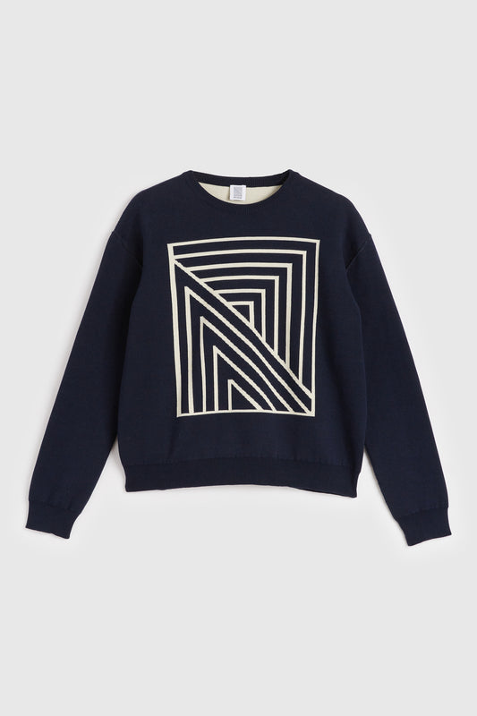 Knit Logo Reversible Sweater - Marine Blue
