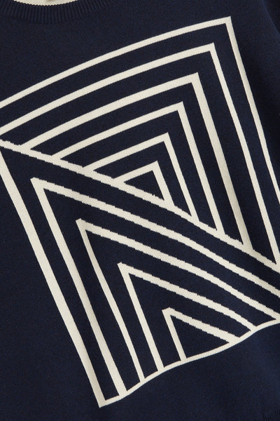Knit Logo Reversible Sweater - Marine Blue