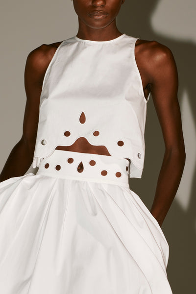 Eyelet Up & Under Crop Top - White