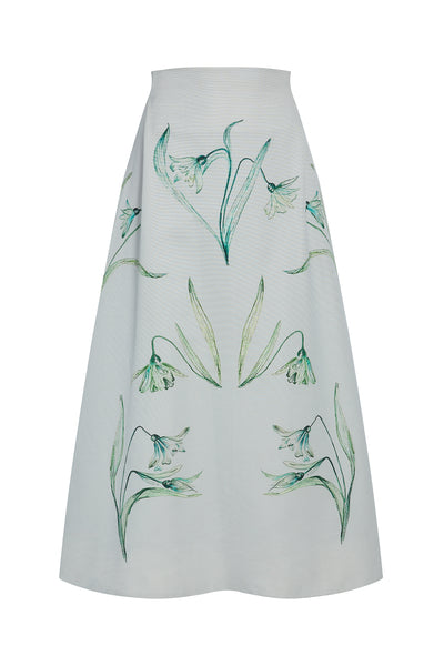 Fitted High Waisted A-Line Skirt - Icey Blue