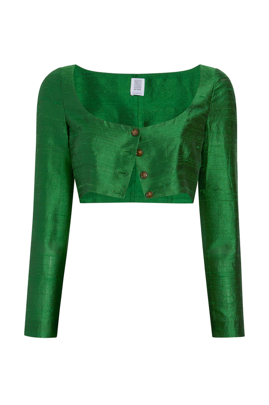 Long Sleeve Crop Top - Emerald