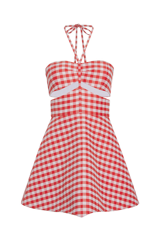 Swim Mini Dress - Red Gingham