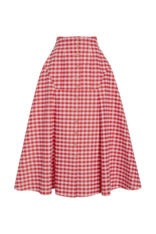 New Hippy Skirt - Red Gingham