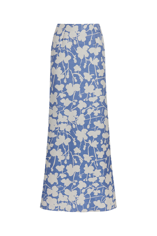 Floral Flared Skirt - Blue