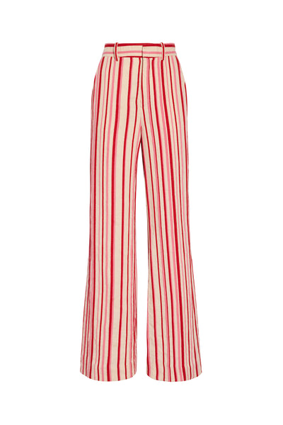 Full Length Flare Trouser - Red Pink Stripe