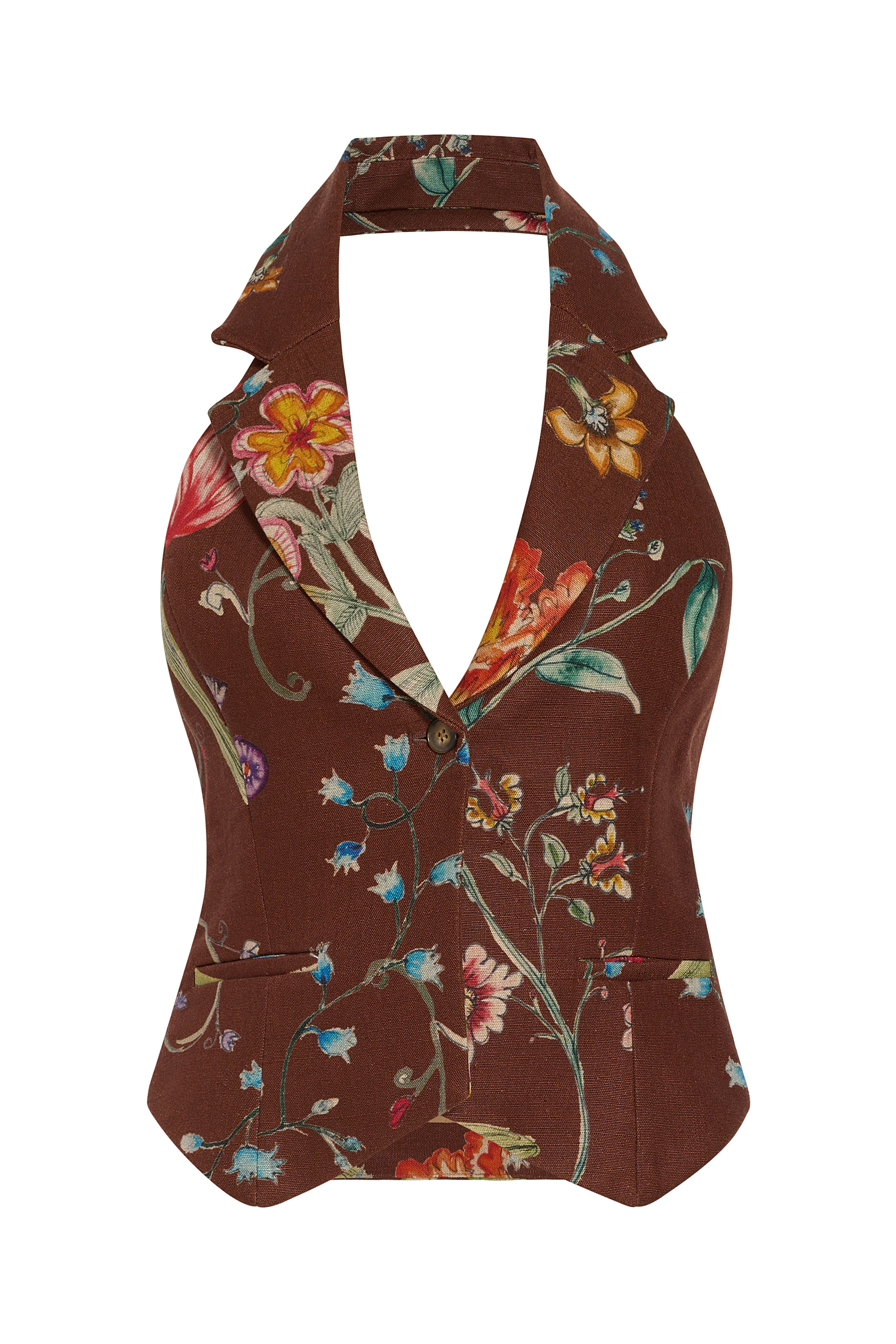 Garden Party Vest - Brown Floral Print