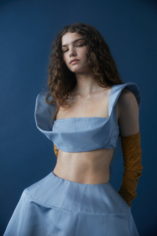 Charlie's Bib Cropped Top - French Blue